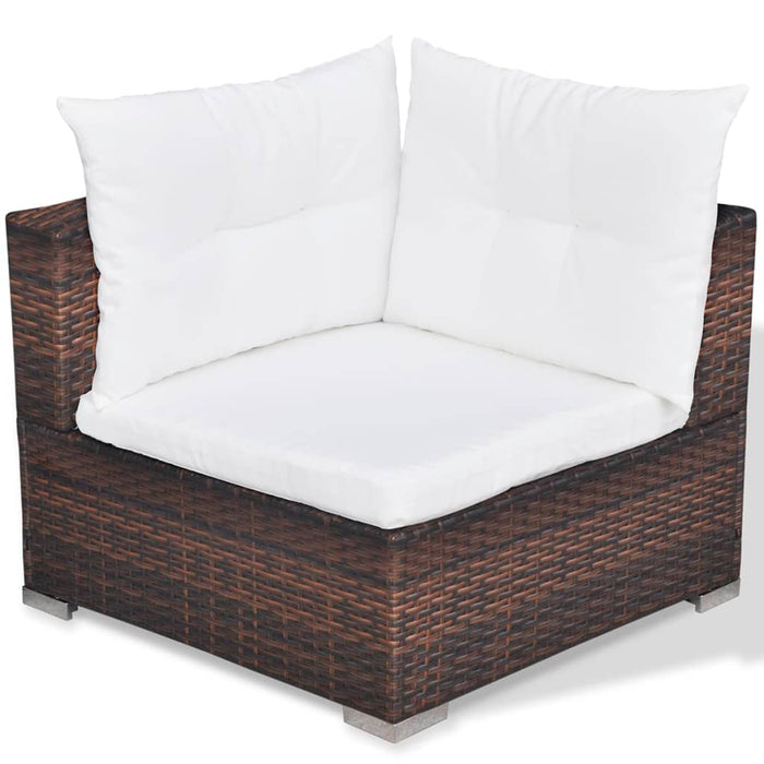 5-tlg. Garten-Lounge-Set mit Auflagen Poly Rattan Braun