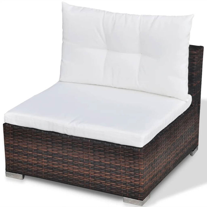 5-tlg. Garten-Lounge-Set mit Auflagen Poly Rattan Braun