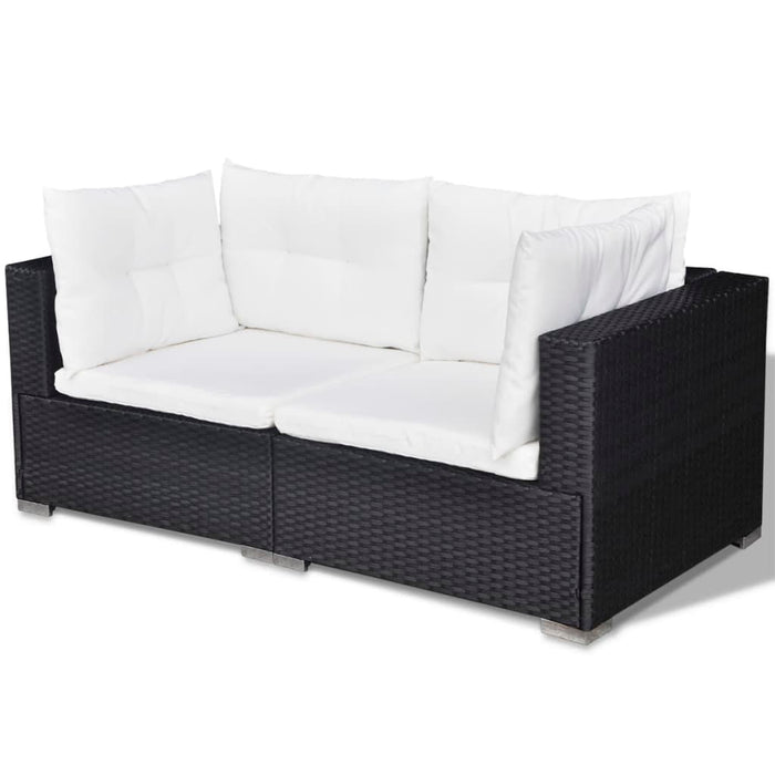 6-tlg. Garten-Lounge-Set mit Auflagen Poly Rattan Schwarz