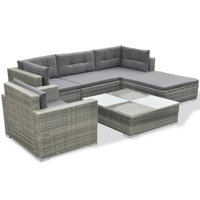 Garden lounge Rita with cushions poly rattan gray
