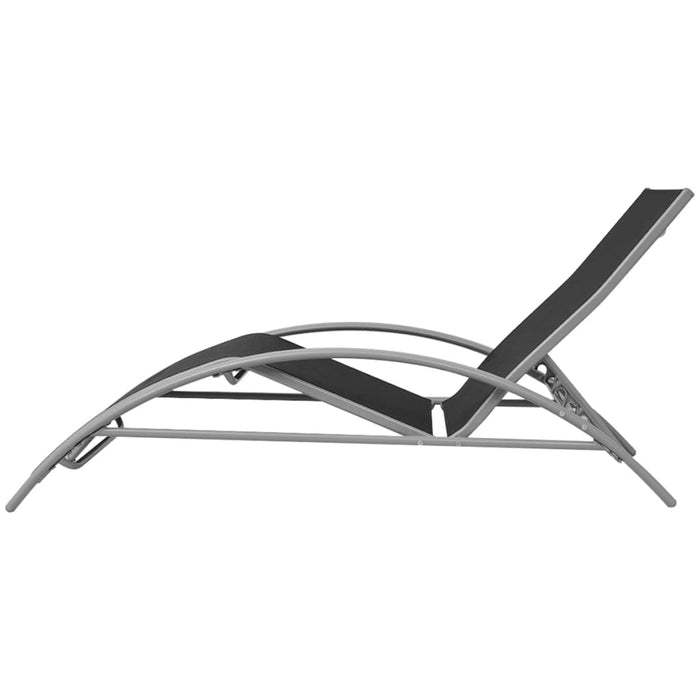 Sun loungers with table aluminum black