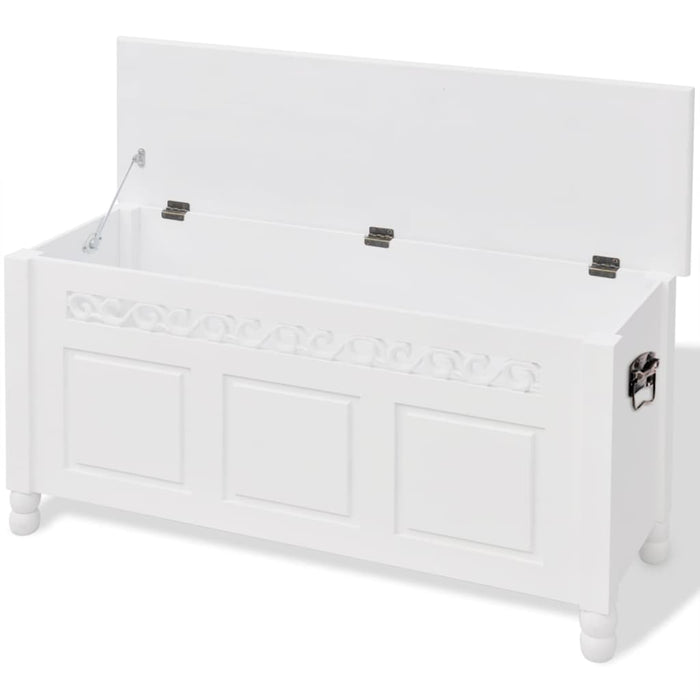 Storage bench baroque style MDF white