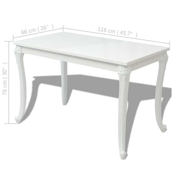 Dining table 116 x 66 x 76 cm high gloss white