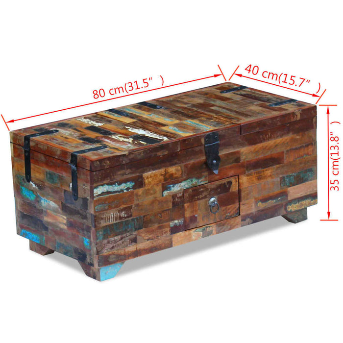 Coffee table chest reclaimed wood 80x40x35 cm