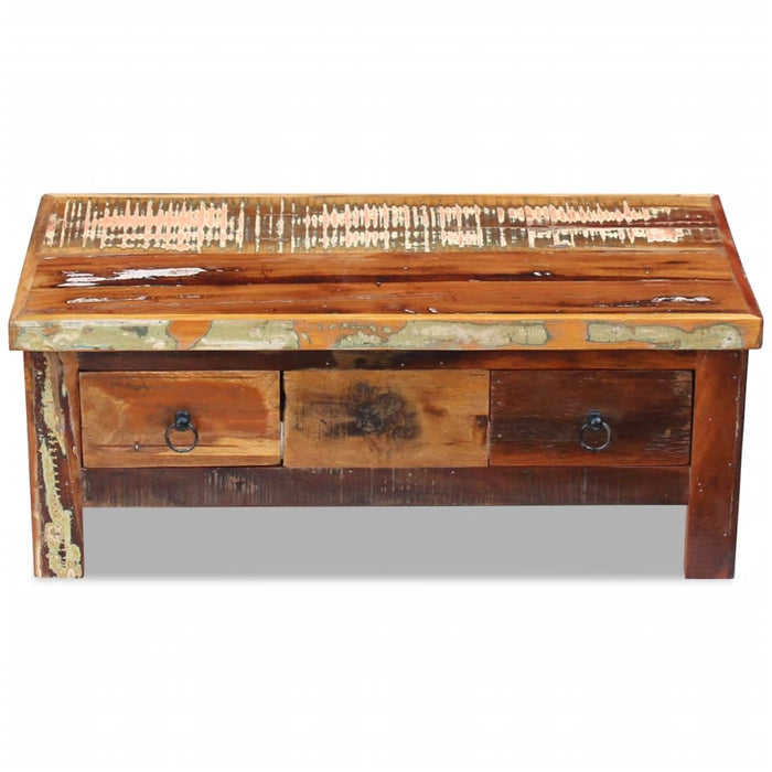 Coffee table with drawers reclaimed wood 90x45x35 cm
