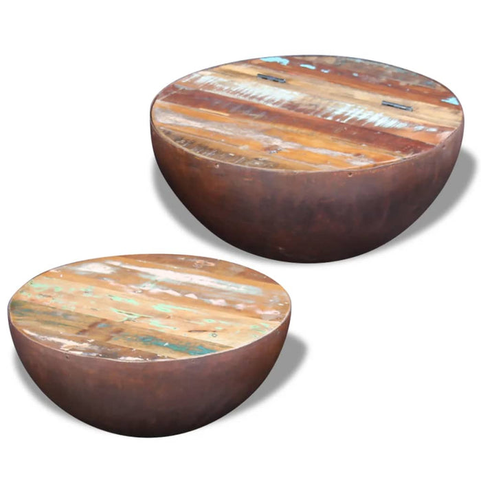 2 pcs. Coffee table set hemisphere reclaimed wood