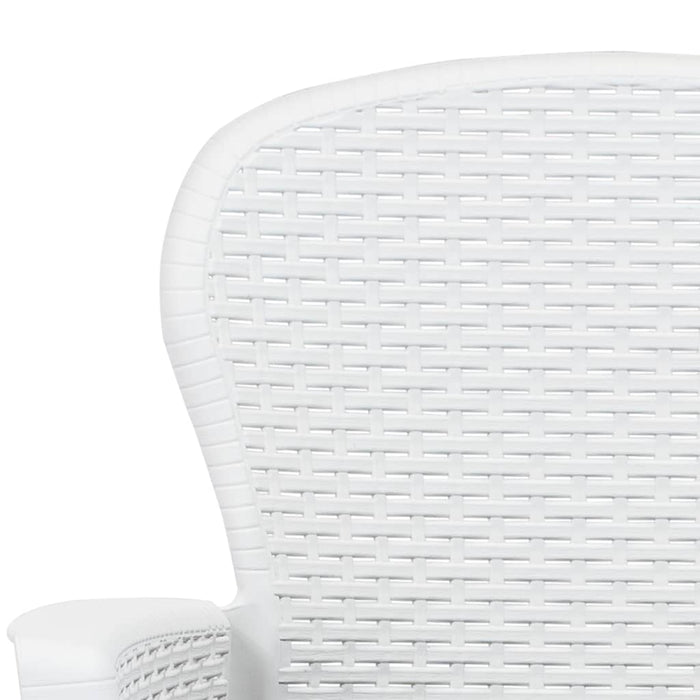 Gartenstühle 2 Stk. mit Kissen Weiß Kunststoff Rattan-Optik