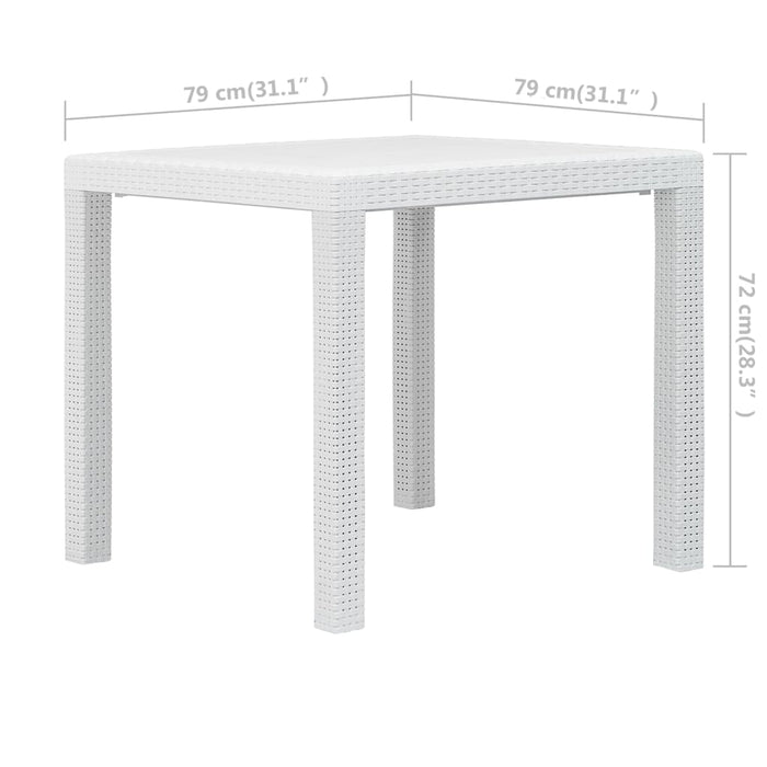 Gartentisch Weiß 79 x 79 x 72 cm Kunststoff Rattan-Optik