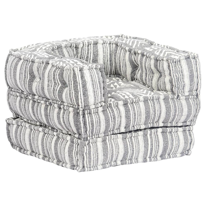 Modularer Pouf Grau Gestreift Stoff