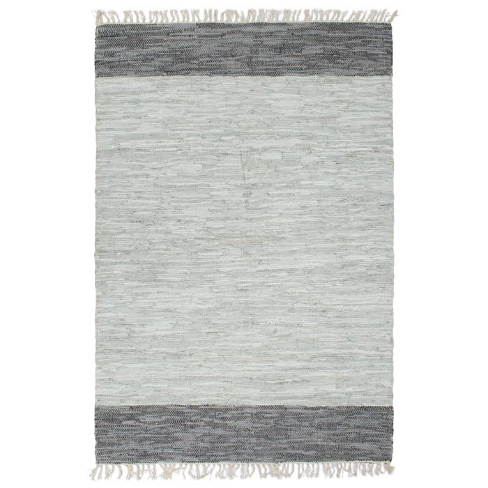 Handgewebter Chindi-Teppich Leder 190x280 cm Grau