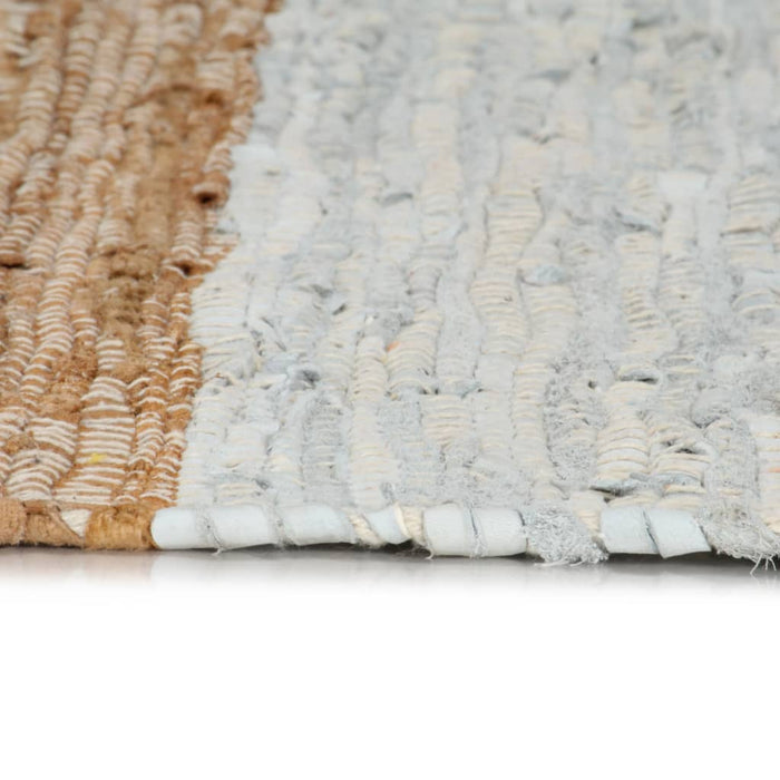 Handwoven Chindi carpet leather 190x280cm light gray light brown