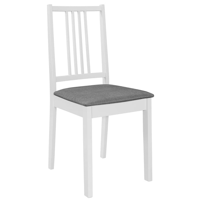 Esszimmerstühle mit Polstern 2 Stk. Weiß Massivholz