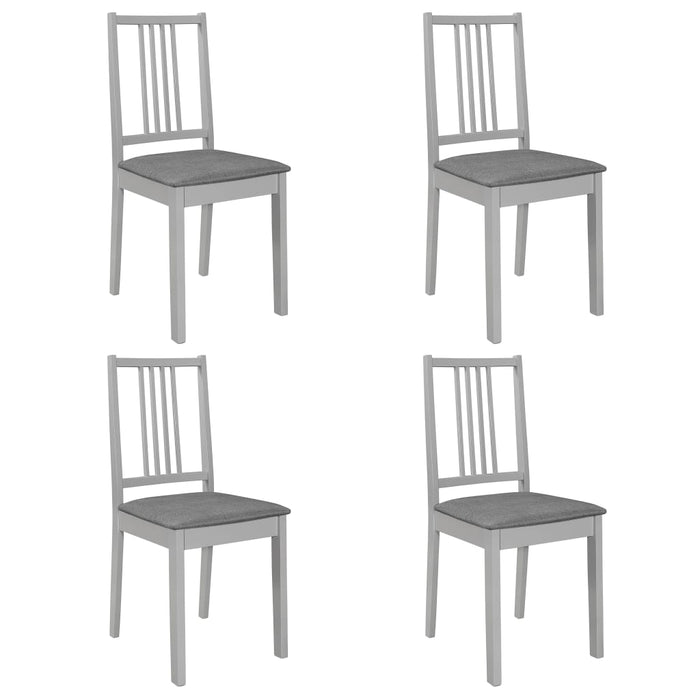 Dining room chairs with cushions 4 pcs. Gray solid wood