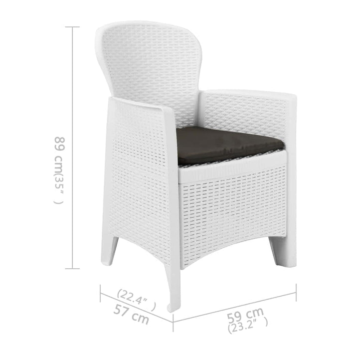 5-tlg. Garten-Essgruppe Kunststoff Weiß Rattan-Optik