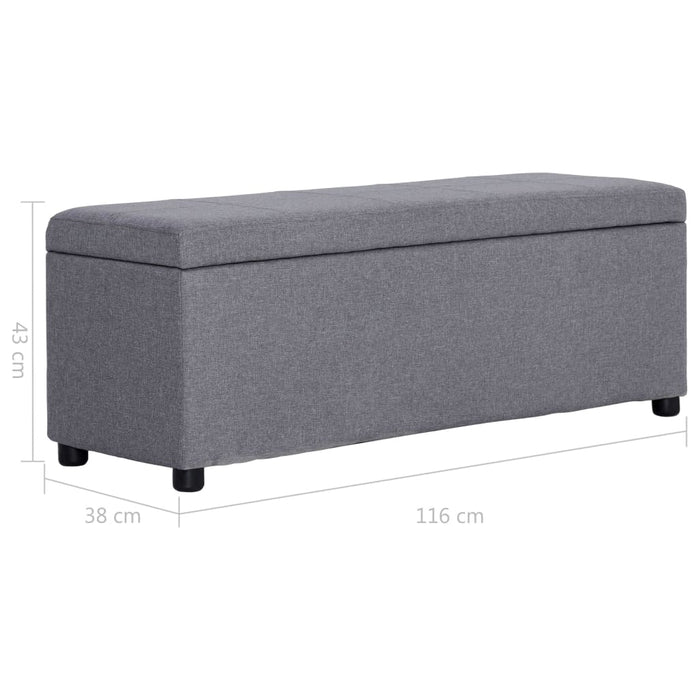Bench with storage compartment 116 cm light gray polyester