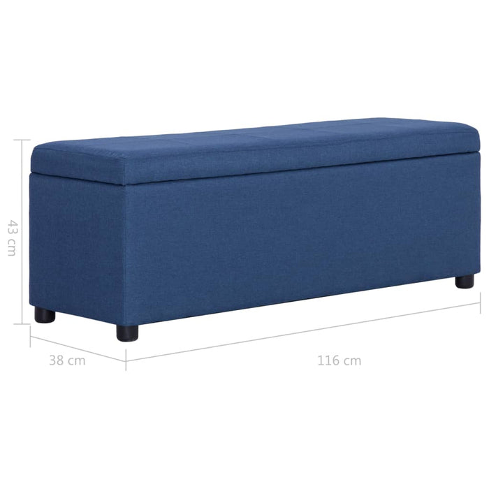 Bench with storage compartment 116 cm blue polyester