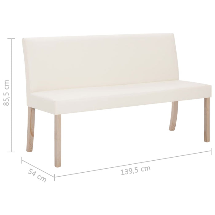 Bench 139.5 cm cream white faux leather