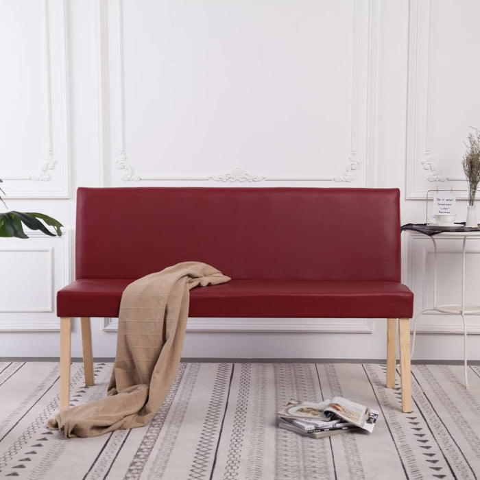 Bench 139.5 cm wine red faux leather