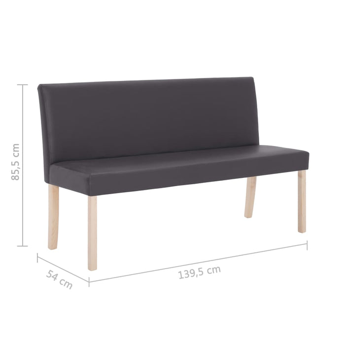 Bench 139.5 cm gray faux leather