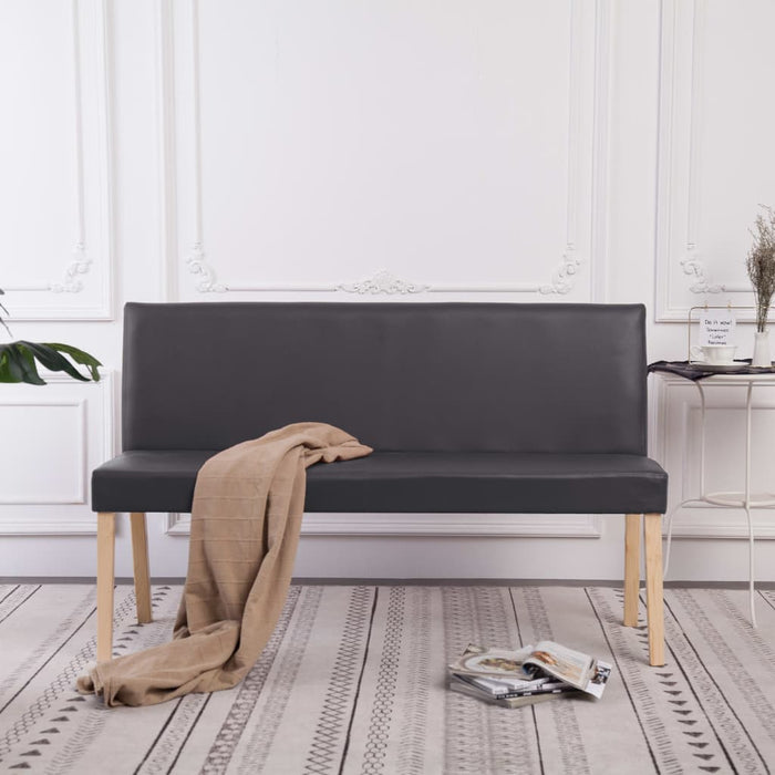 Bench 139.5 cm gray faux leather