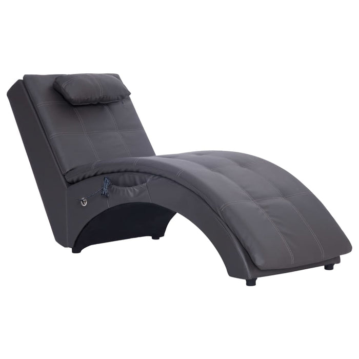 Massage chaise longue with cushion gray faux leather