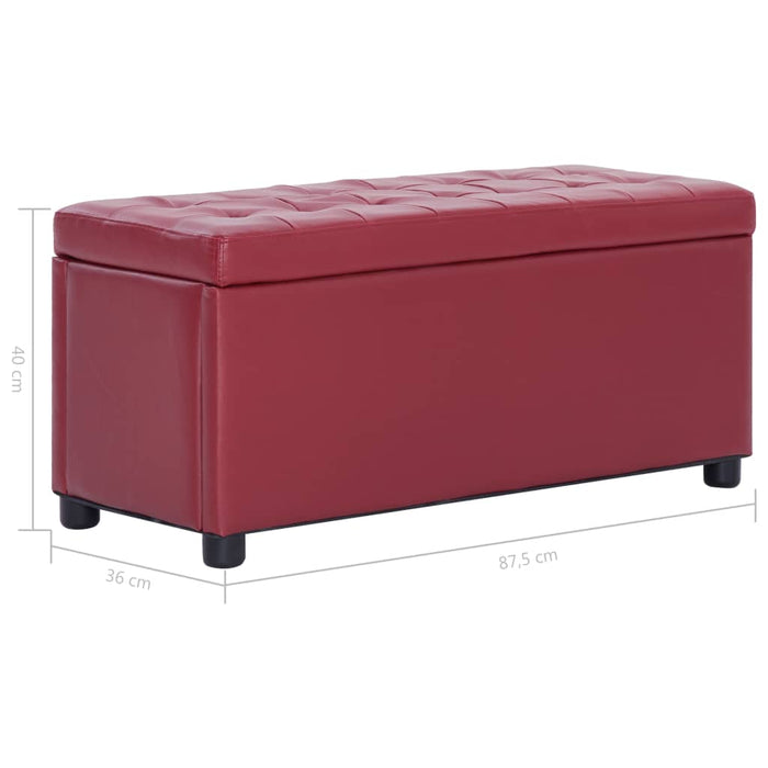 Ottoman with storage space 87.5 cm wine red faux leather
