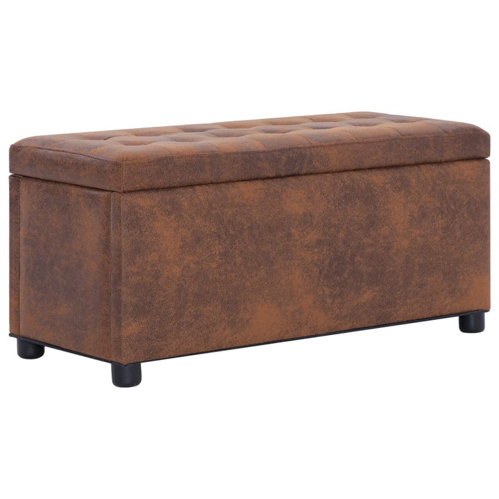 Ottoman with storage space 87.5 cm brown suede look
