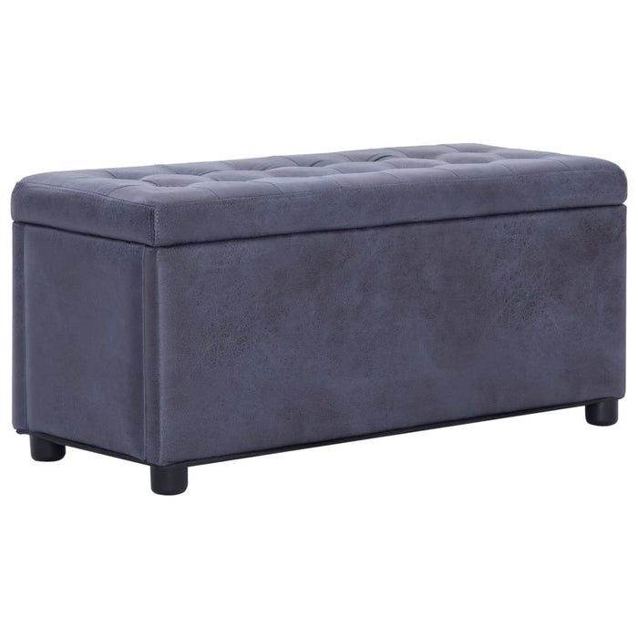 Ottoman with storage space 87.5 cm gray suede look