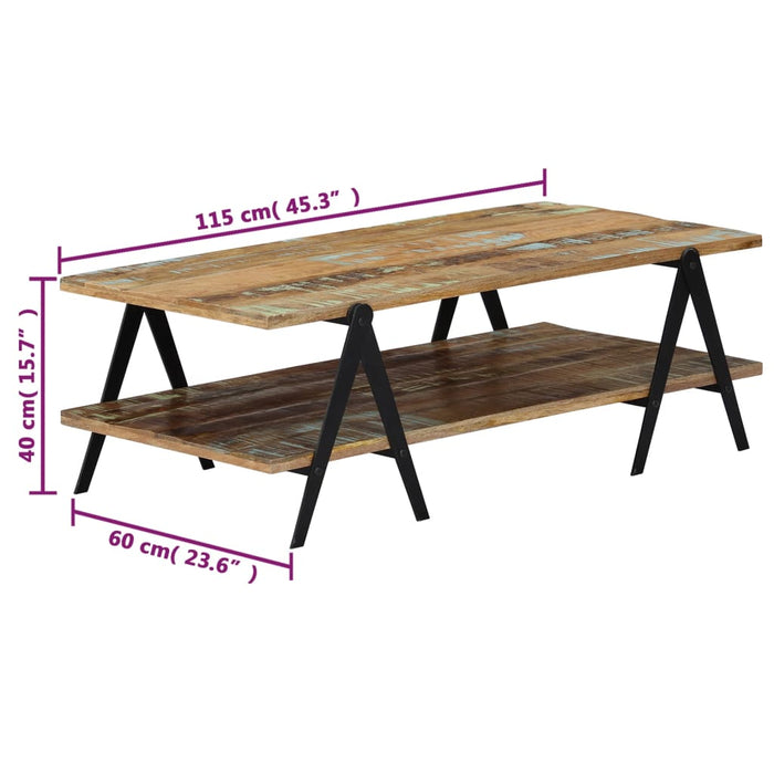 Coffee table 115x60x40 cm reclaimed solid wood