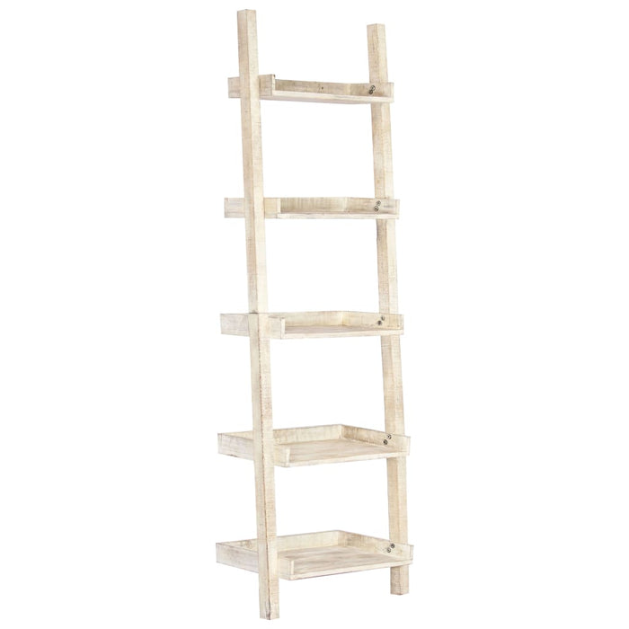 Leiterregal Weiß 75 x 37 x 205 cm Massivholz Mango