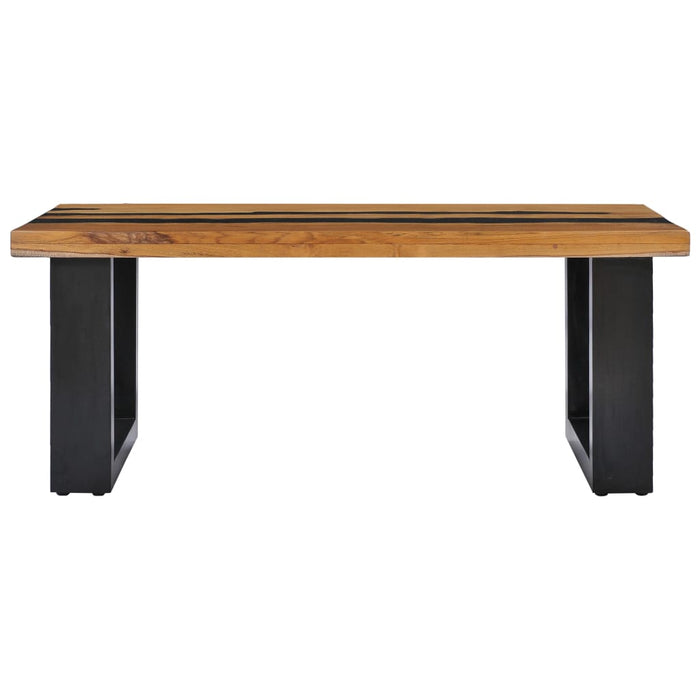 Coffee table 100×50×40 cm solid teak wood and lava stone