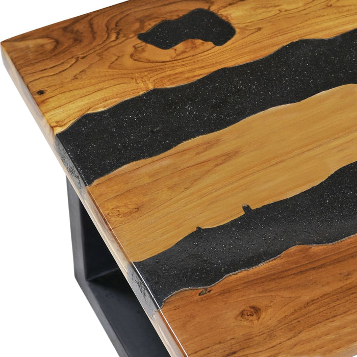 Coffee table 100×50×40 cm solid teak wood and lava stone