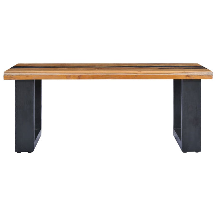 Coffee table 100 x 50 x 40 cm solid teak wood and polyresin