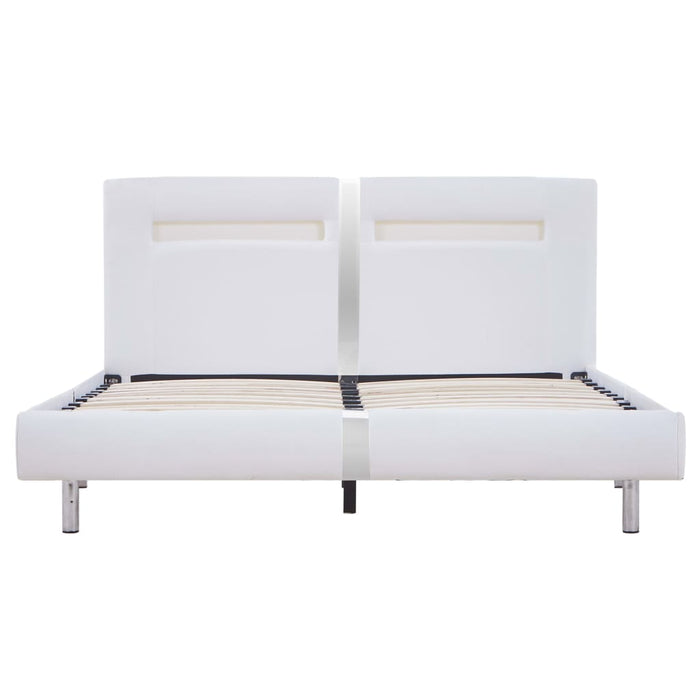 Bettgestell mit LED Weiß Kunstleder 120 x 200 cm