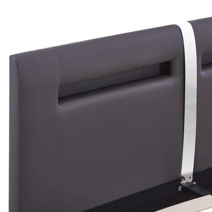 Bettgestell mit LED Grau Kunstleder 140×200 cm