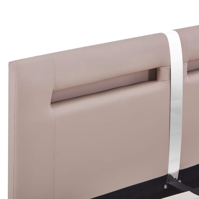 Bettgestell mit LED Cappuccino-Braun Kunstleder 140x200 cm