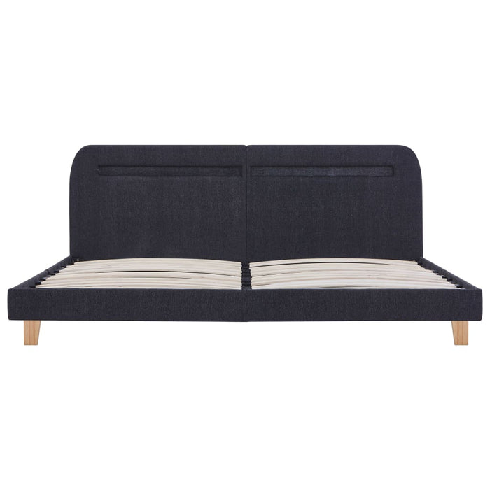 Bettgestell mit LED Dunkelgrau Stoff 180×200 cm