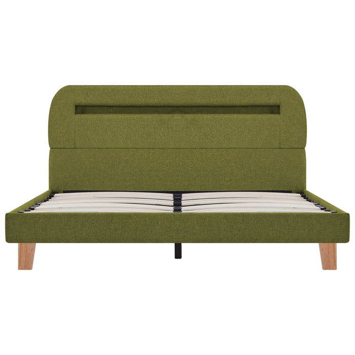 Bettgestell mit LED Grün Stoff 140x200 cm