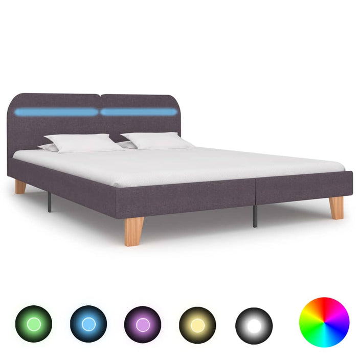 Bed frame with LED taupe fabric 160x200 cm
