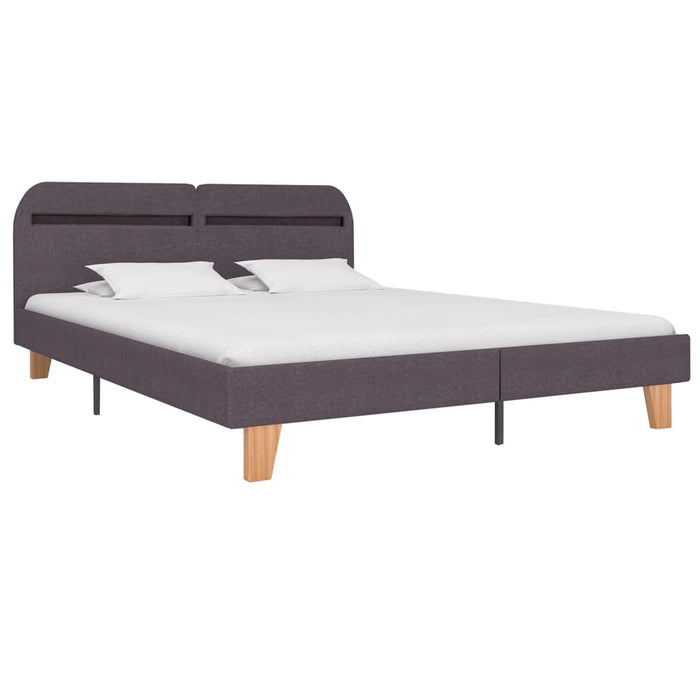 Bed frame with LED taupe fabric 160x200 cm