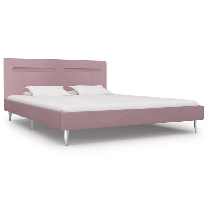 Bed frame with LED pink fabric 160 x 200 cm