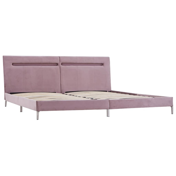 Bed frame with LED pink fabric 160 x 200 cm