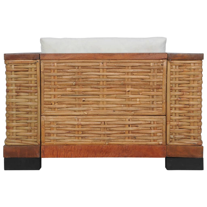 Sessel mit Auflagen Braun Natur Rattan