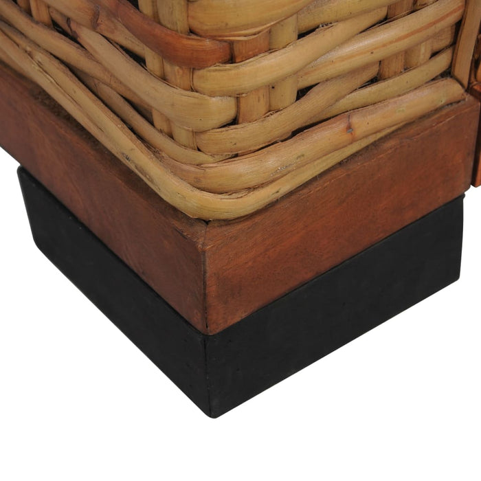 Sessel mit Auflagen Braun Natur Rattan