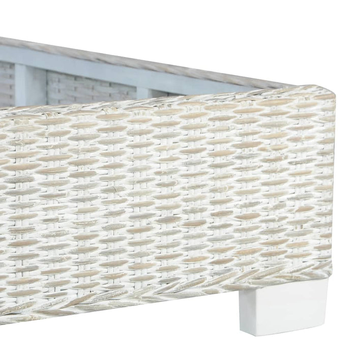 Bett Grau Natur Rattan 180x200 cm