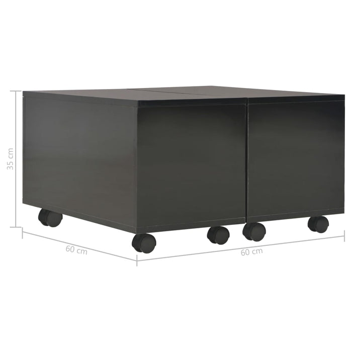 Coffee table high-gloss black 60x60x35 cm made of wood