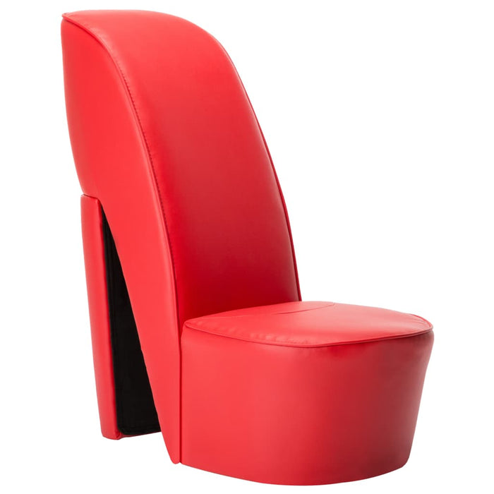 High-heeled chair in red faux leather