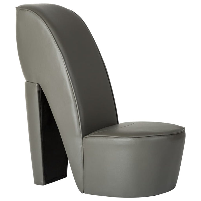 High-heeled chair in gray faux leather