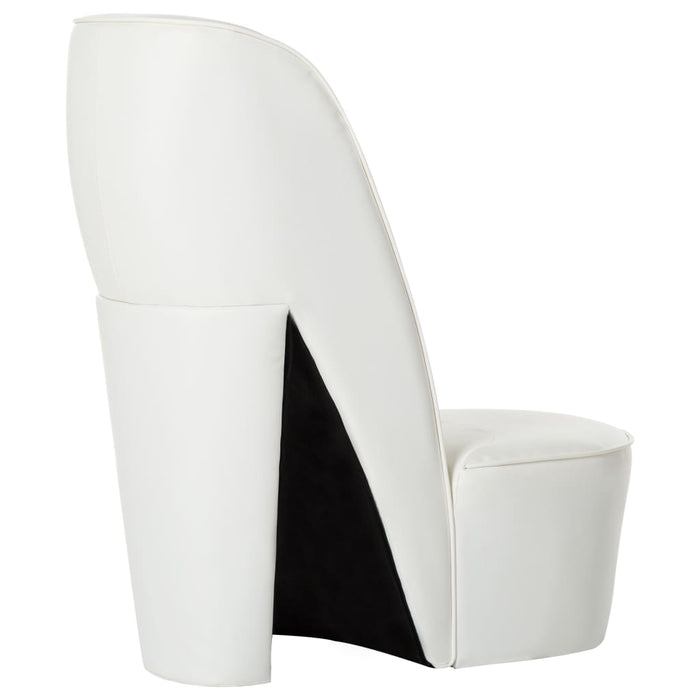 High-heeled chair in white faux leather