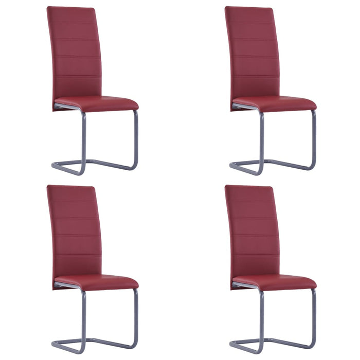 Cantilever chairs 4 pcs. Red faux leather